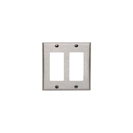 Leviton 2-Gang /GFCI Device Wallplate, Std Size 302 Stainless Steel 84409-40